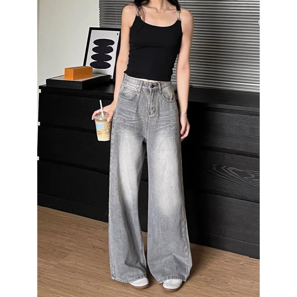 Baggy jeans กางเกงยีนส์ขากว้าง เอวสูง ทรงหลวมสไตล์เกาหลีย้อมอมยุท พร้อมส่ง