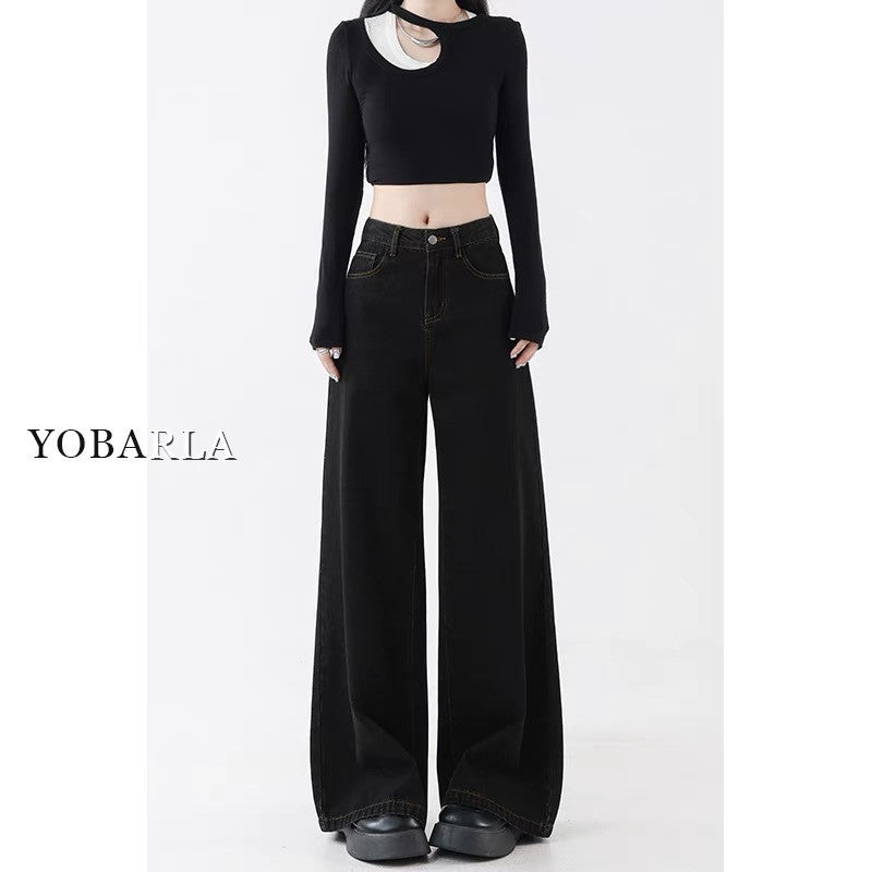 Baggy jeans กางเกงยีนส์ขากว้าง เอวสูง ทรงหลวมสไตล์เกาหลีย้อมอมยุท พร้อมส่ง