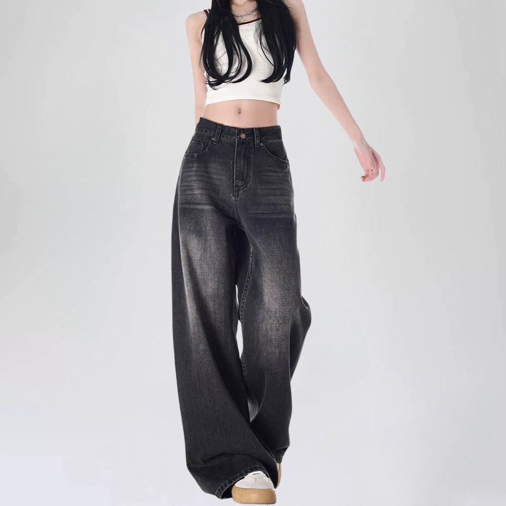 Baggy jeans กางเกงยีนส์ขากว้าง เอวสูง ทรงหลวมสไตล์เกาหลีย้อมอมยุท พร้อมส่ง