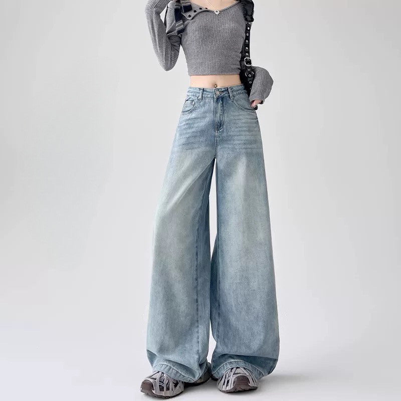 Baggy jeans กางเกงยีนส์ขากว้าง เอวสูง ทรงหลวมสไตล์เกาหลีย้อมอมยุท พร้อมส่ง