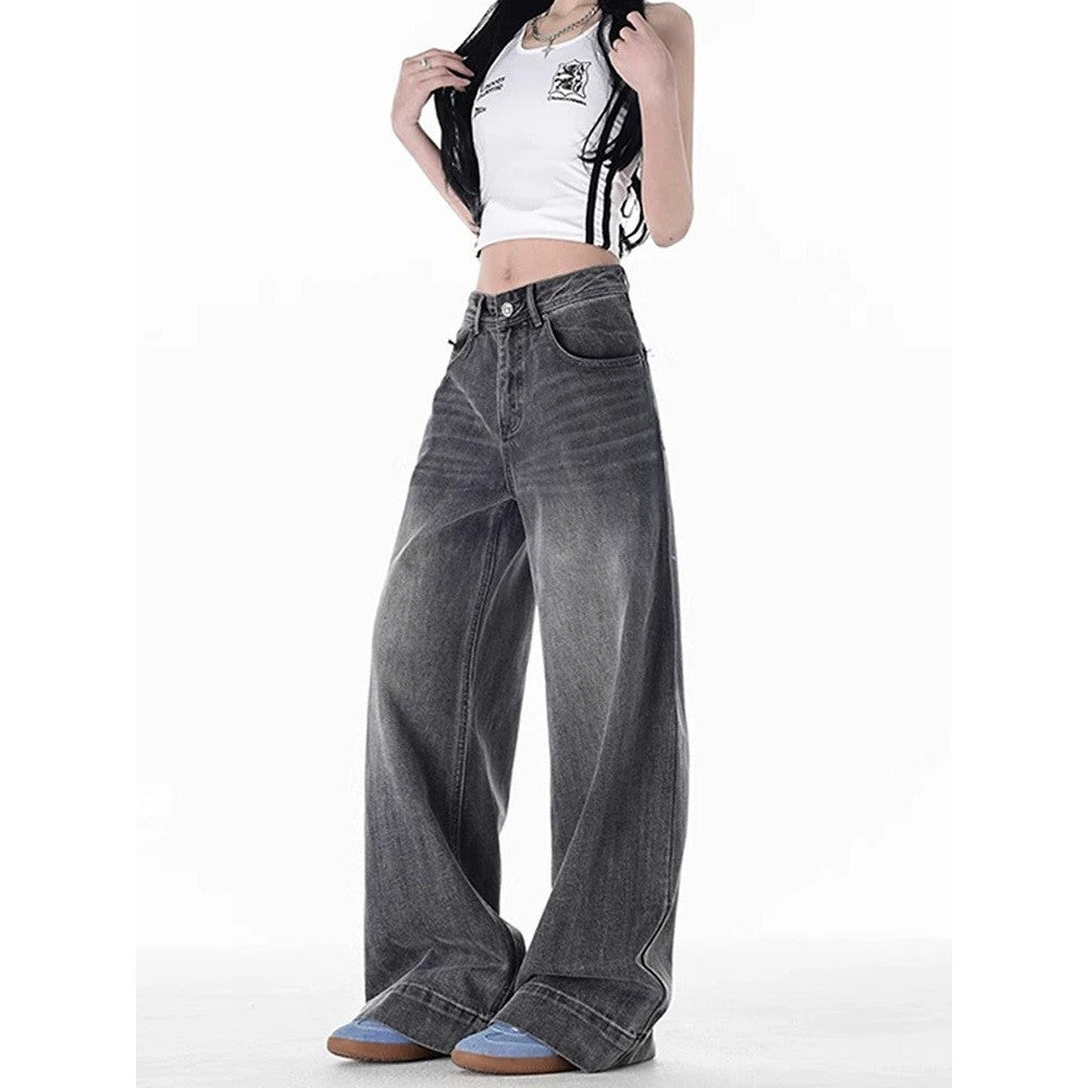 Baggy jeans กางเกงยีนส์ขากว้าง เอวสูง ทรงหลวมสไตล์เกาหลีย้อมอมยุท พร้อมส่ง