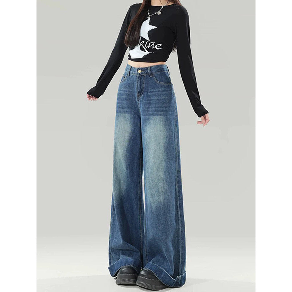Baggy jeans กางเกงยีนส์ขากว้าง เอวสูง ทรงหลวมสไตล์เกาหลีย้อมอมยุท พร้อมส่ง